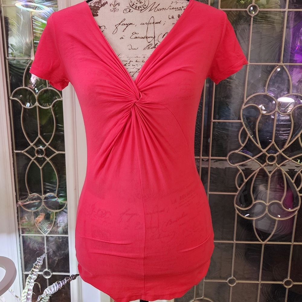 NWOT Velvet Twist V-Neck Coral-Pink Top S FINAL MARKDOWN